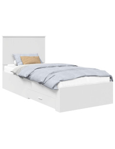 Struttura del letto Bianco 90 x 190 cm Legno multistrato 2