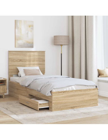 Struttura del letto Rovere Sonoma 90 x 190 cm Legno multistrato