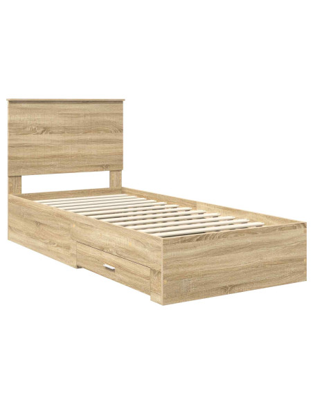 Struttura del letto Rovere Sonoma 90 x 190 cm Legno multistrato