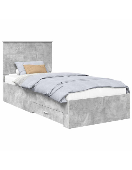 Struttura del letto con testiera Grigio cemento 90 x 190 cm