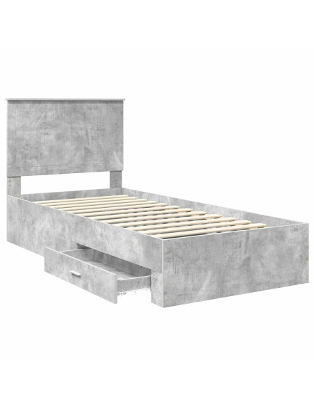 Struttura del letto con testiera Grigio cemento 90 x 190 cm