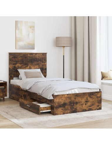 Struttura del letto Rovere fumé 90 x 190 cm Legno multistrato