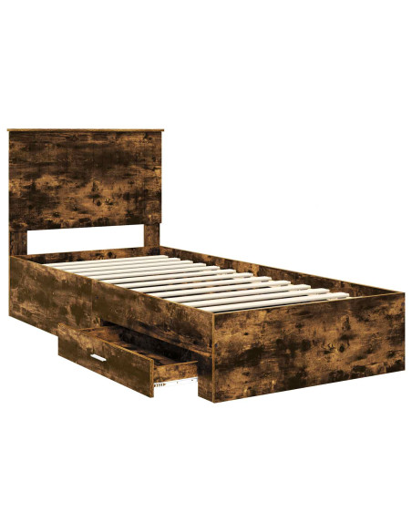 Struttura del letto Rovere fumé 90 x 190 cm Legno multistrato