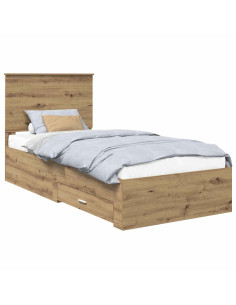 Struttura del letto con testiera Rovere artigianale 90 x 190 cm 2