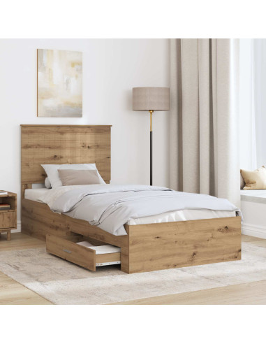 Struttura del letto con testiera Rovere artigianale 90 x 190 cm