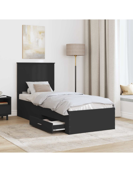 Struttura del letto con testiera Nero e Argento 70 x 190 cm