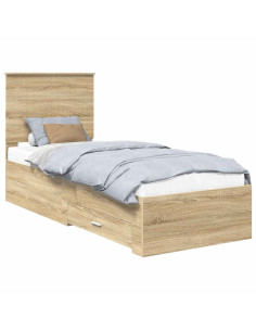 Struttura del letto Rovere Sonoma e Argento 70 x 190 cm 2