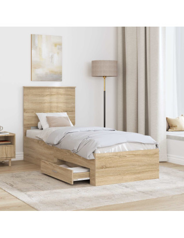 Struttura del letto Rovere Sonoma e Argento 70 x 190 cm