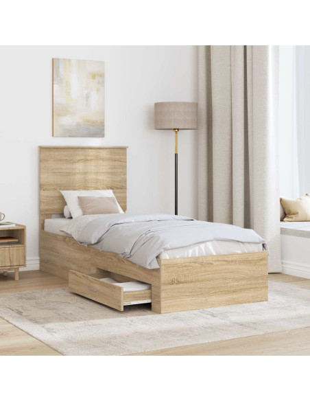 Struttura del letto Rovere Sonoma e Argento 70 x 190 cm