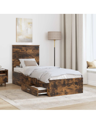 Struttura del letto Rovere Affumicato e Argento 70 x 190 cm