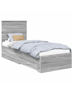 Struttura del letto Grigio Sonoma e Argento 70 x 190 cm 2