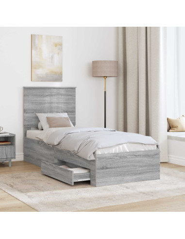 Struttura del letto Grigio Sonoma e Argento 70 x 190 cm