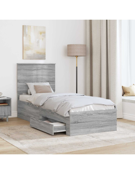Struttura del letto Grigio Sonoma e Argento 70 x 190 cm