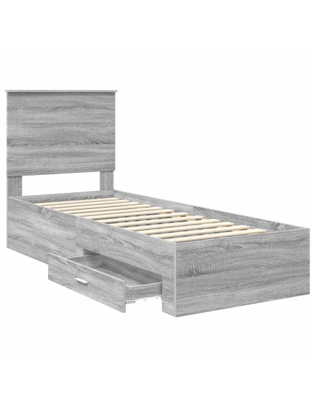 Struttura del letto Grigio Sonoma e Argento 70 x 190 cm