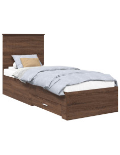 Struttura del letto Rovere Marrone e Argento 70 x 190 cm 2