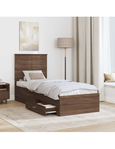 Struttura del letto Rovere Marrone e Argento 70 x 190 cm