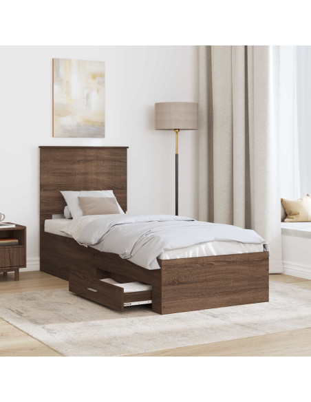 Struttura del letto Rovere Marrone e Argento 70 x 190 cm