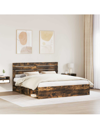 Struttura del letto Rovere fumé 200 x 200 cm Pino massello