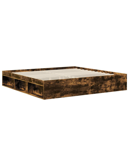 Struttura del letto Rovere fumé 200 x 200 cm Pino massello