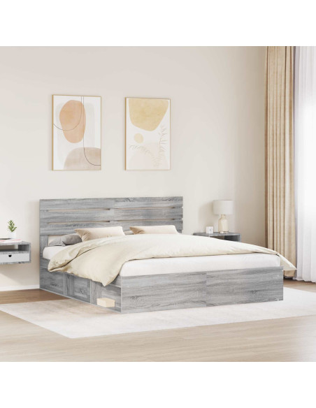 Struttura del letto Grigio Sonoma 180 x 200 cm Pino massello