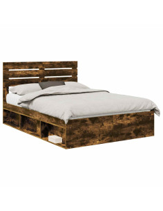 Struttura del letto Rovere fumé 140 x 200 cm Pino massello 2