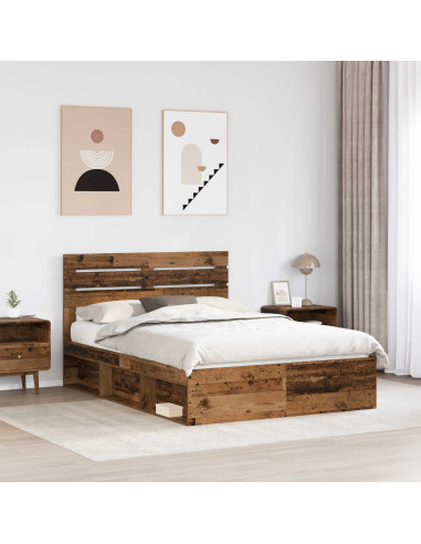 Struttura del letto Legno vecchio 140 x 190 cm Pino massello