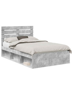 Struttura del letto Grigio Concretè 135 x 190 cm Pino massello 2