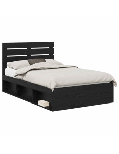 Struttura del letto Nero 120 x 200 cm Pino massello 2