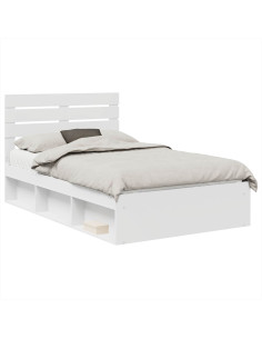 Struttura del letto Bianco 120 x 190 cm Pino massello 2