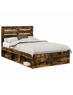 Struttura del letto Rovere fumé 120 x 190 cm Pino massello 2