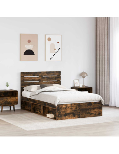 Struttura del letto Rovere fumé 120 x 190 cm Pino massello