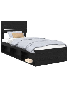 Struttura del letto Nero 100 x 200 cm Pino massello 2