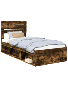 Struttura del letto Rovere fumé 90 x 200 cm Pino massello 2