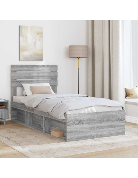 Struttura del letto Grigio Sonoma 90 x 200 cm Pino massello