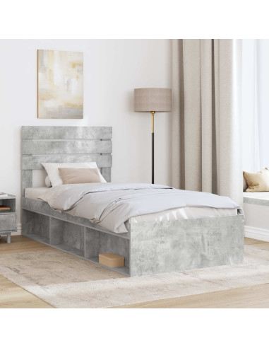 Struttura del letto Grigio Concretè 90 x 190 cm Pino massello