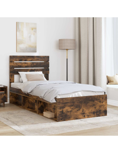 Struttura del letto Rovere fumé 90 x 190 cm Pino massello