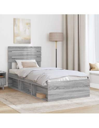 Struttura del letto Grigio Sonoma 90 x 190 cm Pino massello