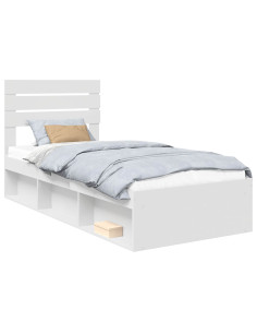 Struttura del letto Bianco 75 x 190 cm Pino massello 2