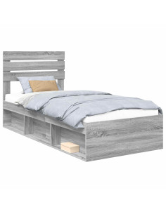 Struttura del letto Grigio Sonoma 75 x 190 cm Pino massello 2