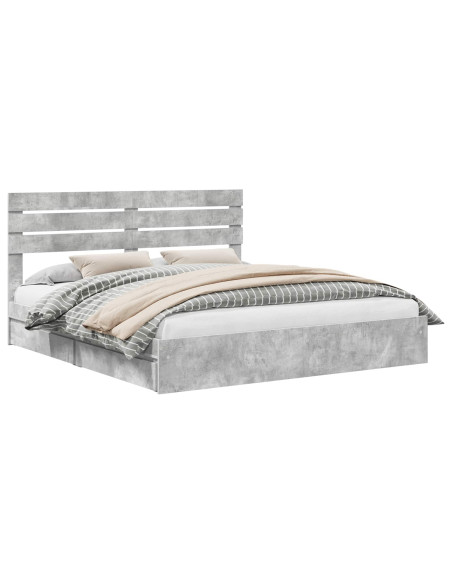 Letto con Contenitore con testiera Grigio cemento 200 x 200 cm