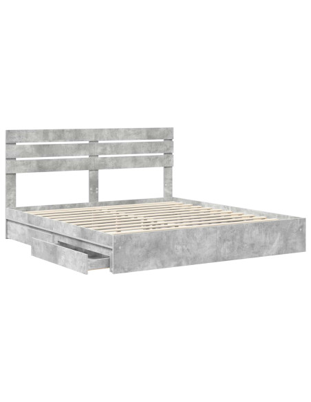 Letto con Contenitore con testiera Grigio cemento 200 x 200 cm