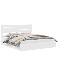 Letto con Contenitore Bianco 180 x 200 cm Legno multistrato 2