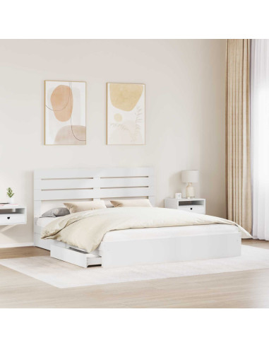 Letto con Contenitore Bianco 180 x 200 cm Legno multistrato