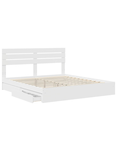 Letto con Contenitore Bianco 180 x 200 cm Legno multistrato