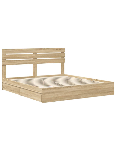 Letto con Contenitore con testiera Rovere Sonoma 180 x 200 cm