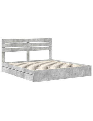 Letto con Contenitore con testiera Grigio cemento 180 x 200 cm