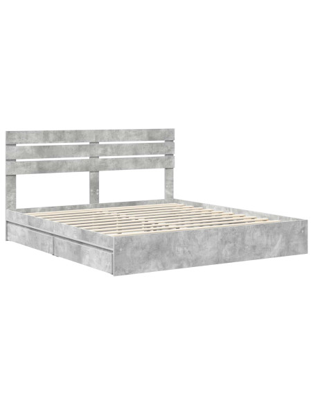 Letto con Contenitore con testiera Grigio cemento 180 x 200 cm