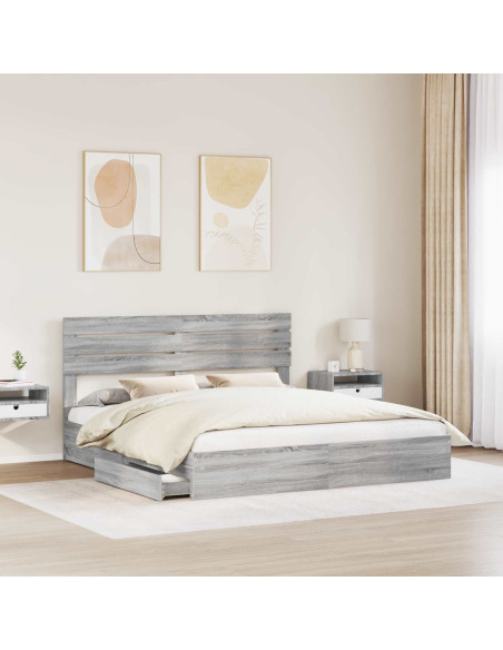 Letto con Contenitore con testiera Grigio Sonoma 180 x 200 cm