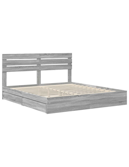 Letto con Contenitore con testiera Grigio Sonoma 180 x 200 cm