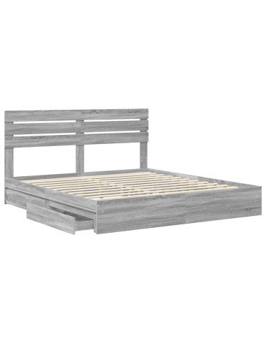 Letto con Contenitore con testiera Grigio Sonoma 180 x 200 cm